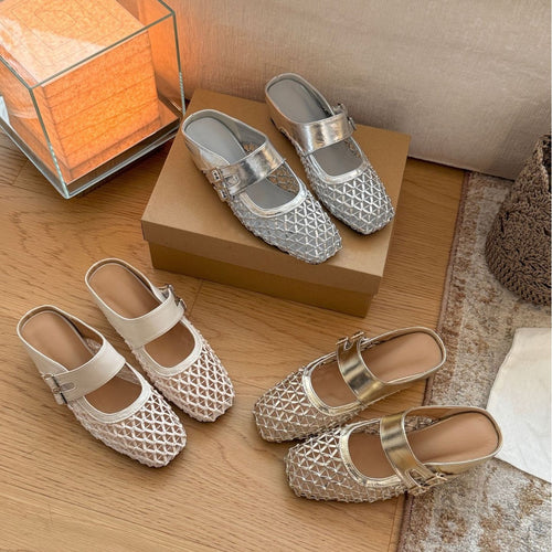 Damen Komfortable und elegante Ballerinas mit praktischer Schnalle EB