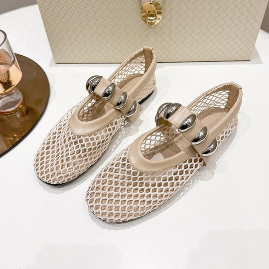 Damen Komfortable und stilvolle Netzschuhe mit dekorativen Schnallen EB
