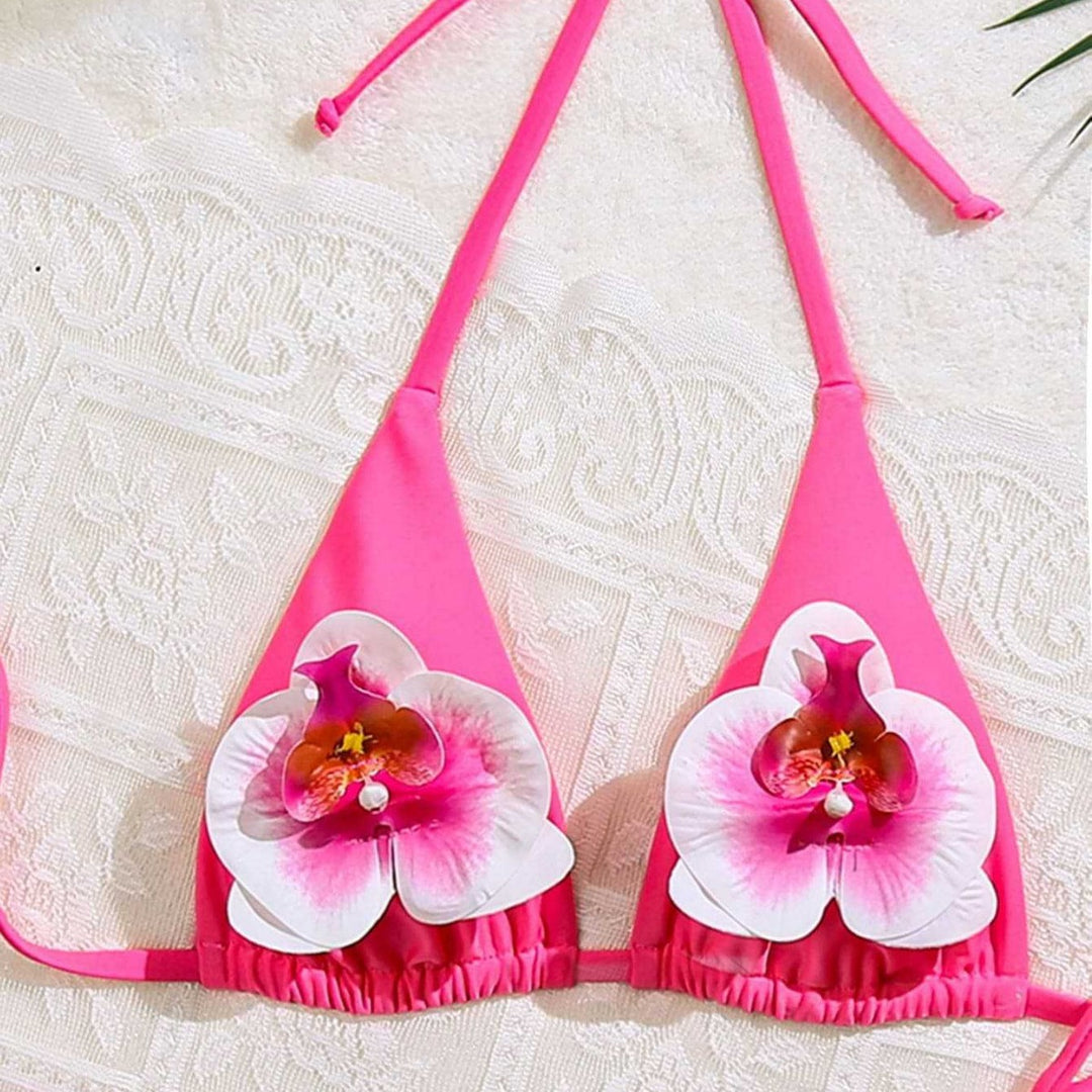 Damen Floral verziertes Triangel-Bikini EB