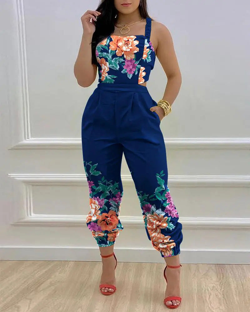 Damen lässiger Overall mit floralem Design EB