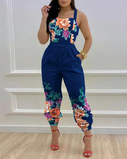 Damen lässiger Overall mit floralem Design EB