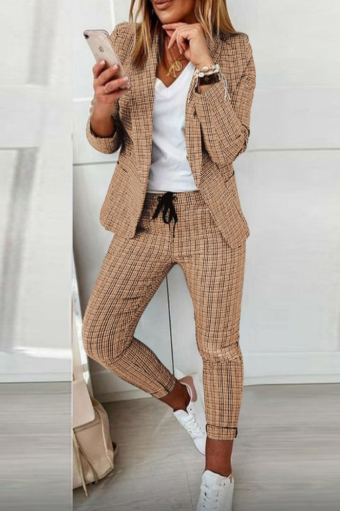EB | Karo Blazer Mantel & Kordelzughose Satz