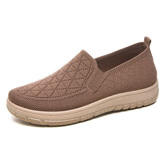 Damen Bequeme Slip-On Freizeitschuhe mit atmungsaktiver Oberflächenstruktur EB