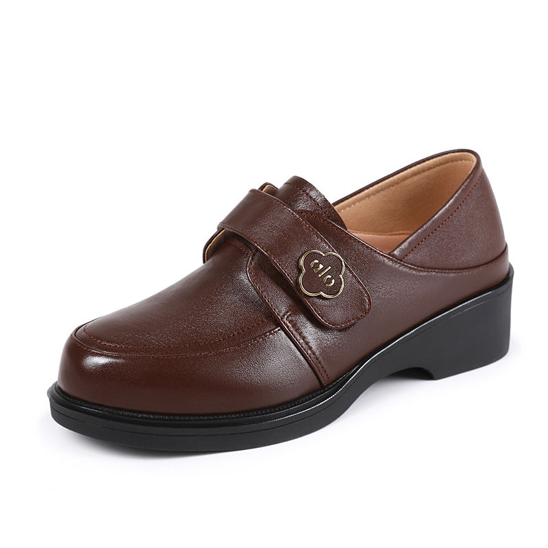 Damen Mokassins mit elegantem Riemen und dämpfendem Blockabsatz EB