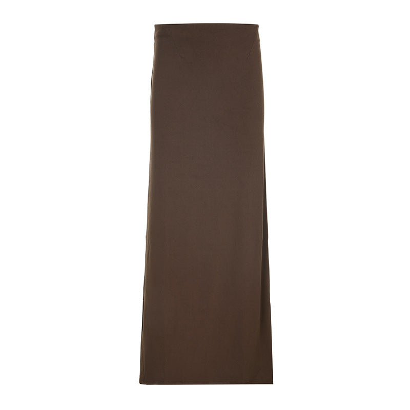 Damen nan taillierter Maxirock mit hohem Bund, geradem Fall und seitlichem Schlitz EB