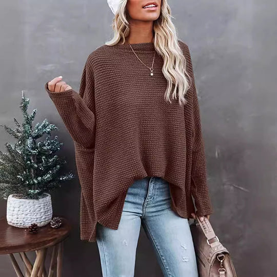 Damen lässiger Off-Shoulder Pullover im Strukturdesign EB