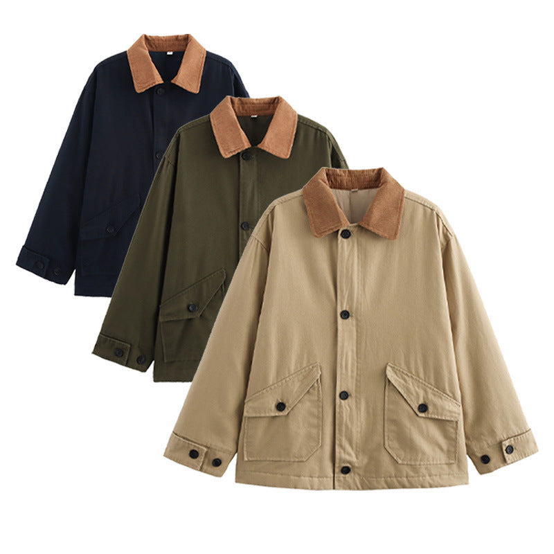 Damen Übergangsjacke mit Cordkragen und praktischen Taschen EB
