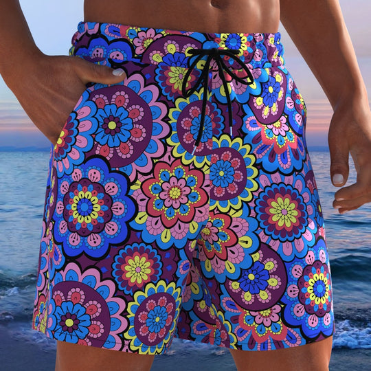 Herren Badeshorts mit animalischem Muster und elastischem Bund EB