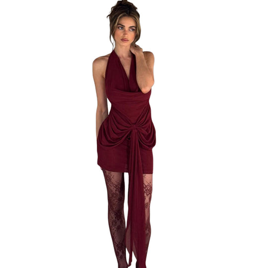 Damen Mini-Kleid mit aufregendem Wickeldesign und verführerischem Drapierungsdetail EB