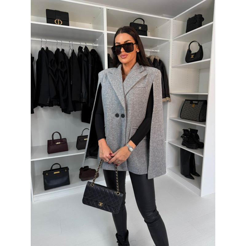 Damen zweireihiger Cape Blazer EB