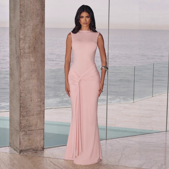 Damen Maxikleid mit stilvollem Wickel-Design und figurformender Silhouette EB