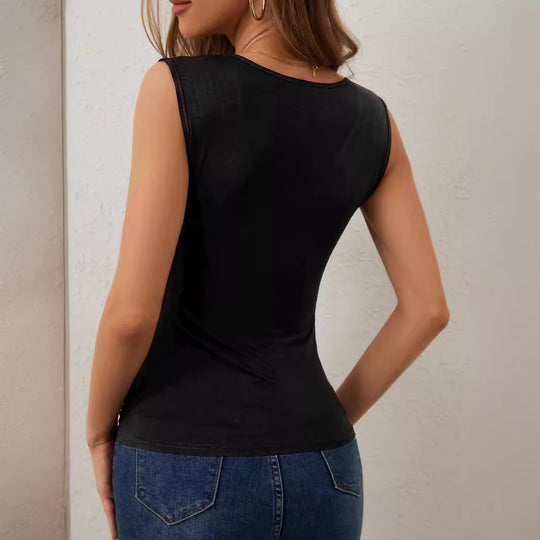 Damen nan tailliertes Wickelshirt mit tiefem V-Ausschnitt und kristallbesetzten Schulterkaskaden EB