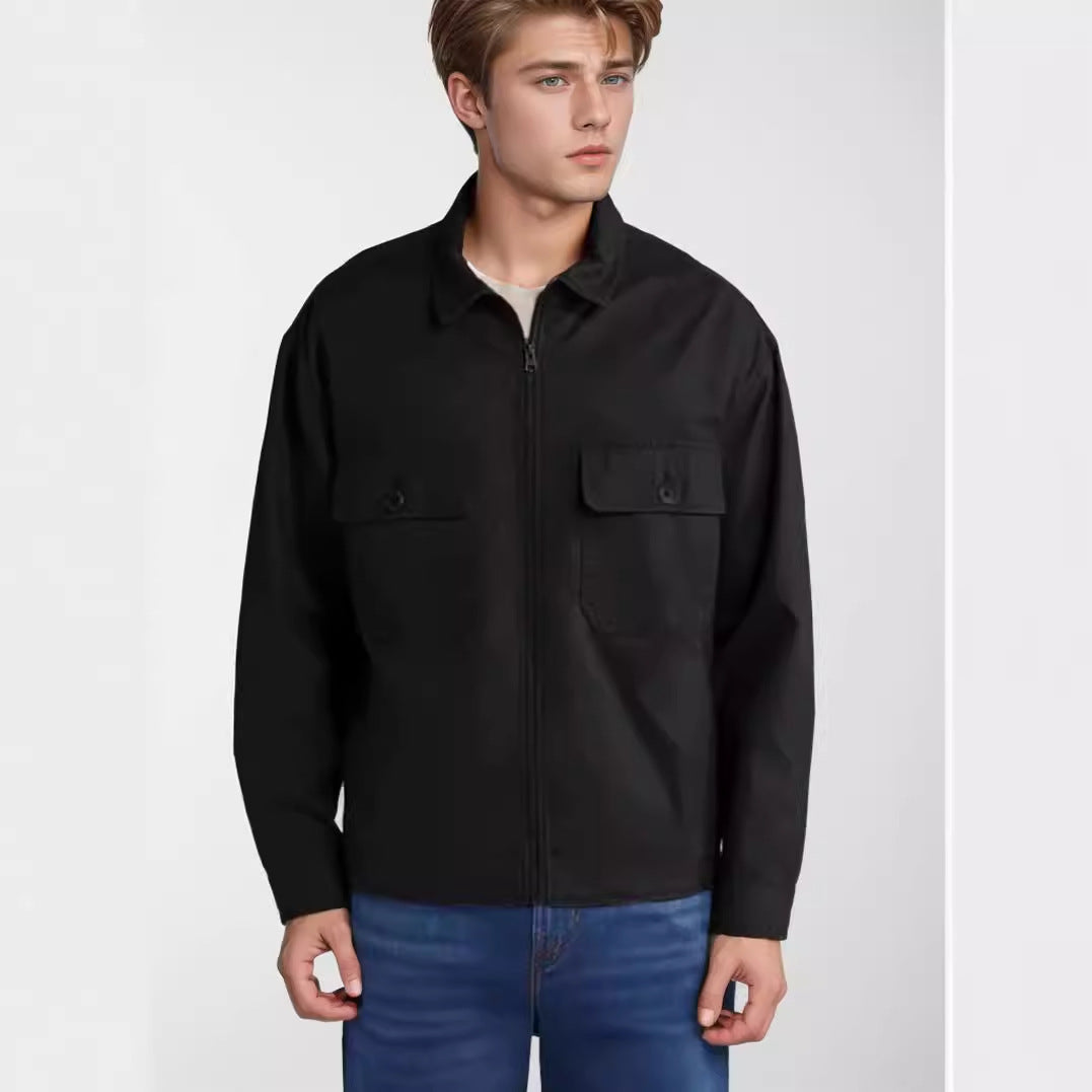 Herren lässige Übergangsjacke mit praktischen klappbaren Taschen EB