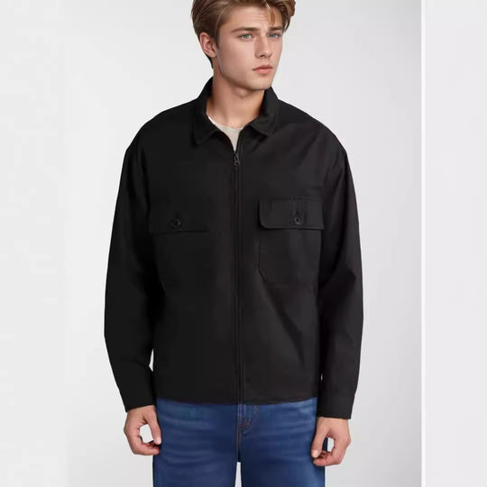 Herren lässige Übergangsjacke mit praktischen klappbaren Taschen EB