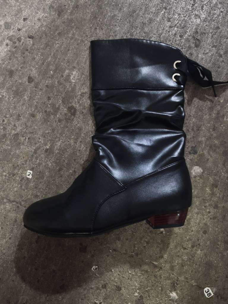 Damen elegante Stiefel mit modischem Raffungseffekt und verspieltem Schleifendetail EB