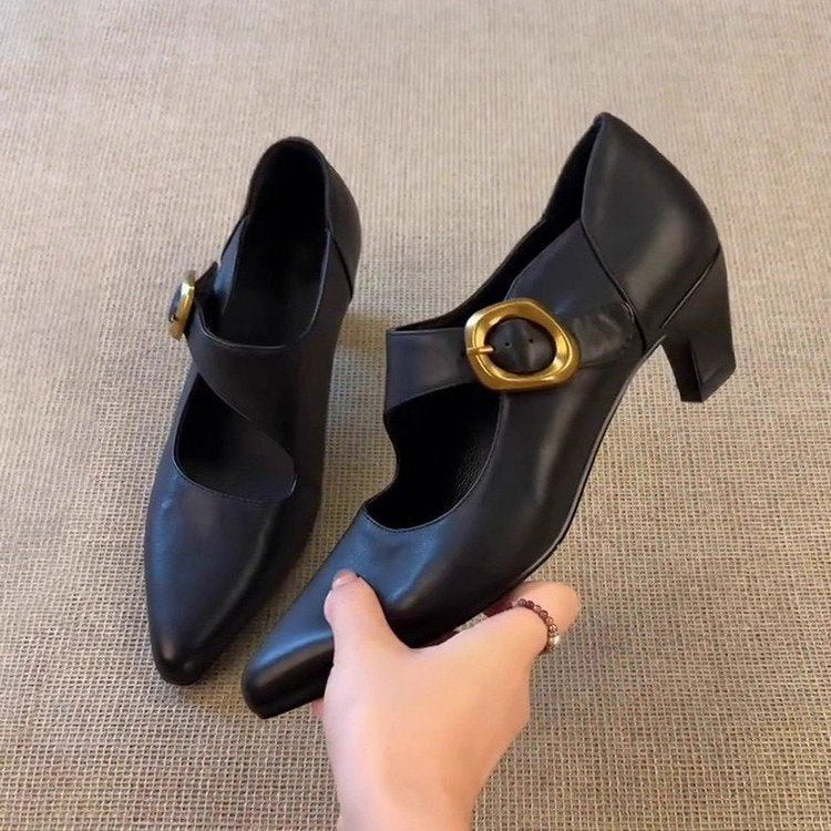Damen elegante Mary Jane Schuhe mit modischem Schnallenverschluss EB