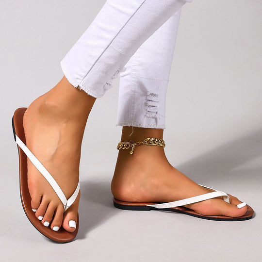 Damen Trendige Zehentrenner-Sandalen mit verstellbarem Riemendesign EB