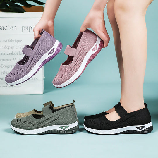 Damen Komfortable Freizeitschuhe mit elastischem Riemen und atmungsaktiver Netzstruktur EB