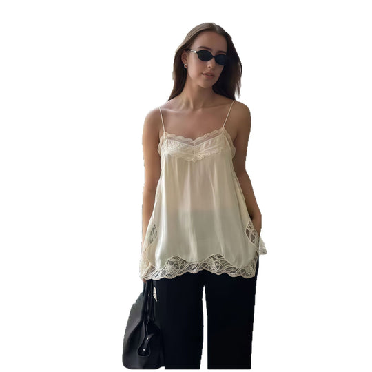 Damen elegantes Spitzentop mit feinen Trägern EB