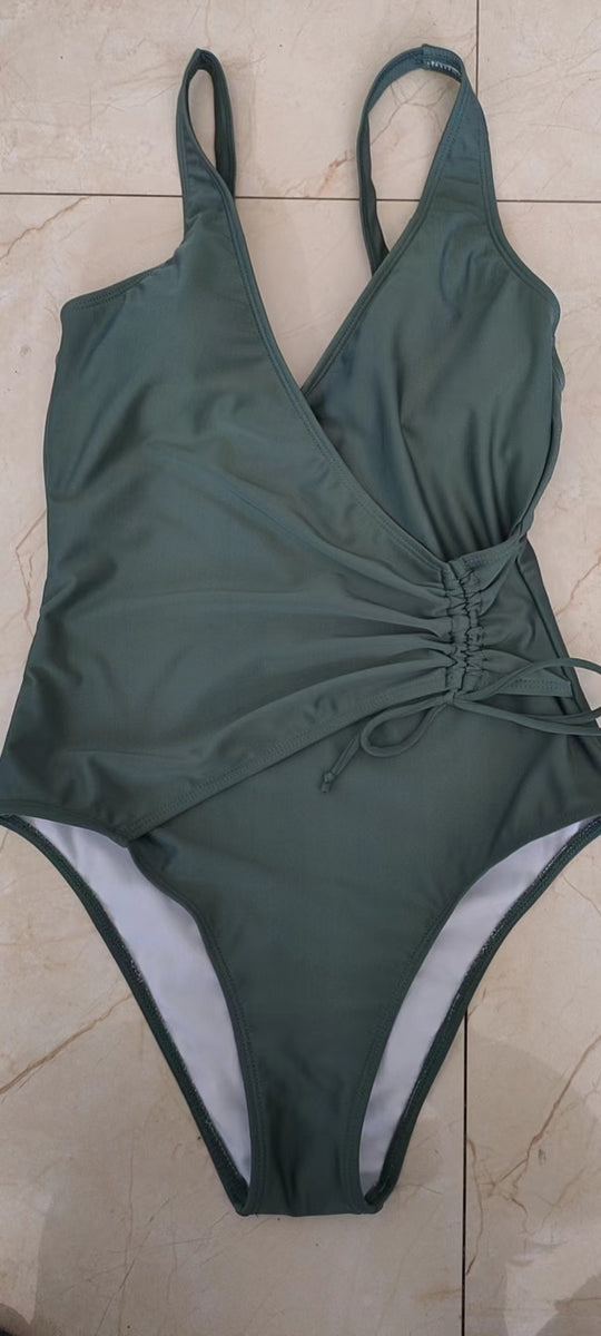 Damen Schwimmanzug mit elegantem Wickeldesign und Raffung EB