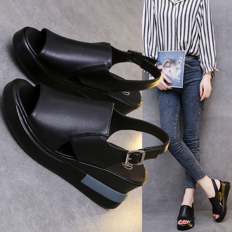 Damen Wedge-Sandalen mit verstellbarem Riemen und komfortablem Fußbett EB