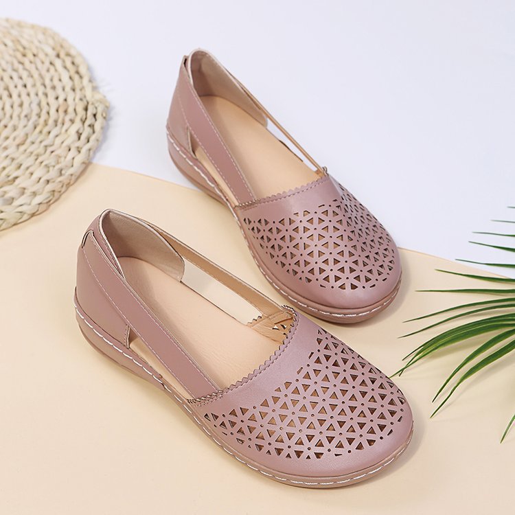 Damen Atmungsaktive Ballerinas mit modischem Lochmuster EB