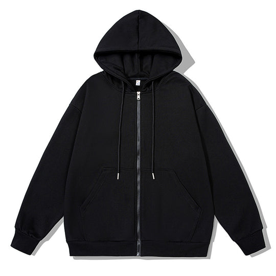 Unisex oversized Kapuzenjacke mit ausladendem Schulterschnitt, durchgehendem Reißverschluss und French-Terry EB