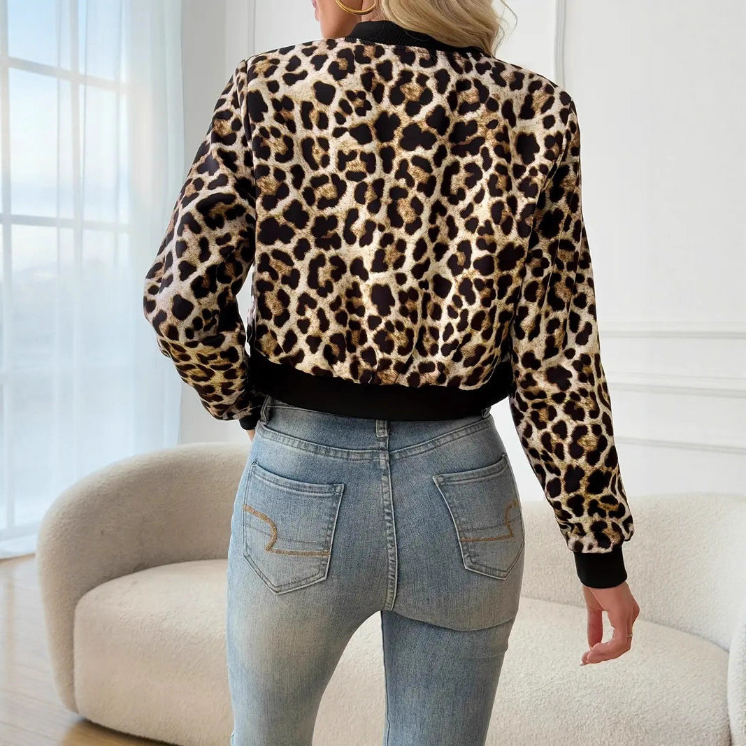 Damen Leoprint Bomberjacke im sportlich-eleganten Stil EB