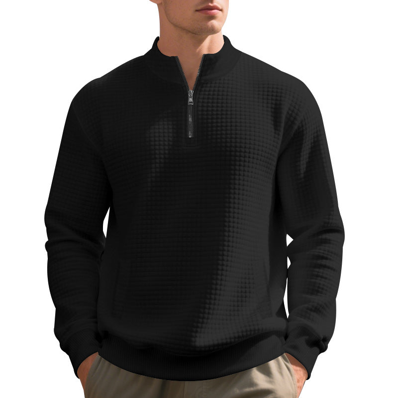 Herren Sweatshirt mit halbem Reißverschluss und strukturiertem Design EB