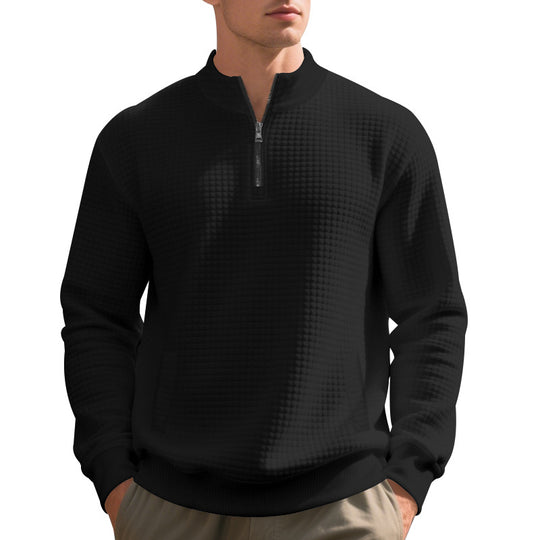 Herren Sweatshirt mit halbem Reißverschluss und strukturiertem Design EB