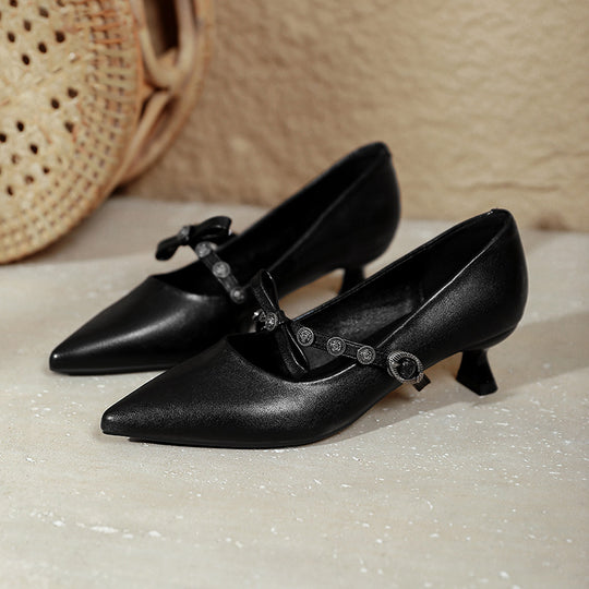 Damen elegante Mary Jane Pumps mit dekorativem Riemen EB