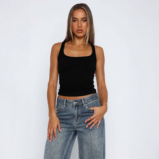 Damen Tanktop mit schmalen Trägern und elegantem Ausschnitt EB