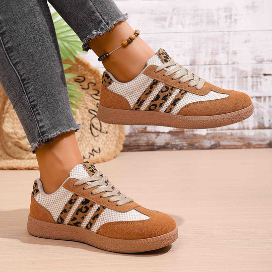Damen Sportliche Sneaker mit Leoprint und atmungsaktivem Obermaterial EB