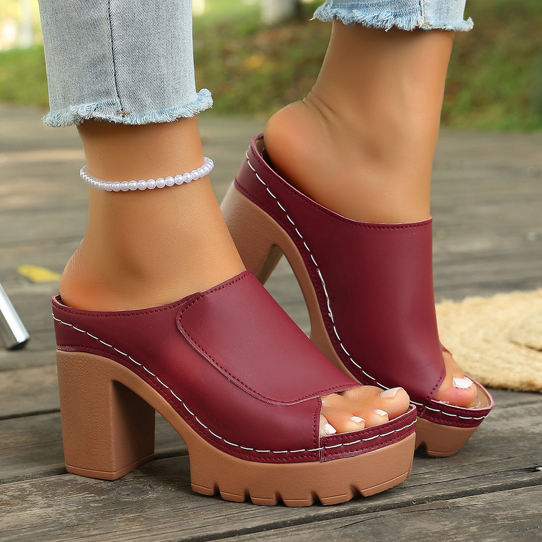 Damen Offene Plateau-Pantoletten mit trendigen Design EB