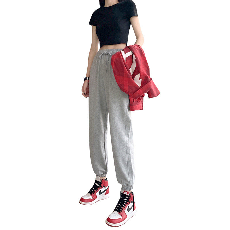 Damen bequeme Sporthose mit elastischem Bund und modernen Details EB