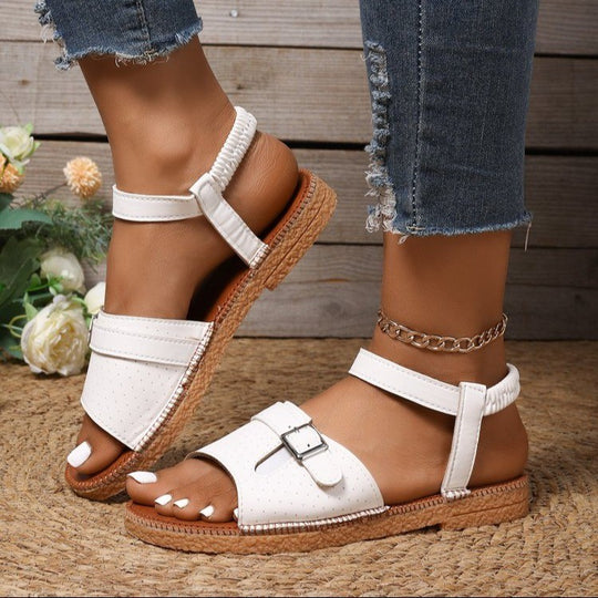 Damen bequeme und stilvolle Riemchen-Sandalen mit verstellbarem Riemen EB