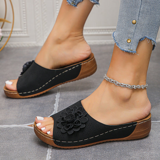 Damen Komfortable Clogs mit floralem Design und rutschfester Sohle EB