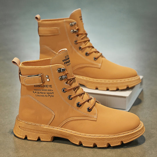 Damen robuste Schnürstiefel aus hochwertigem Leder mit rutschfester Sohle EB