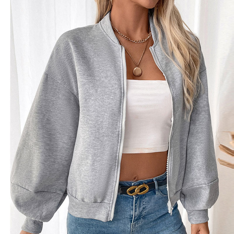 Damen lässige Sweatjacke mit voluminösen Ärmeln EB