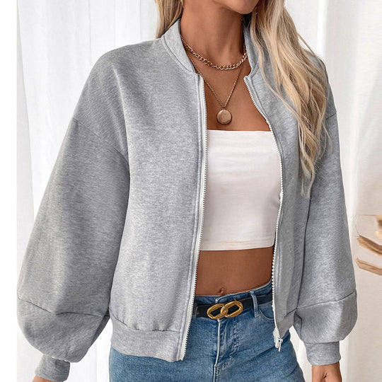 Damen lässige Sweatjacke mit voluminösen Ärmeln EB