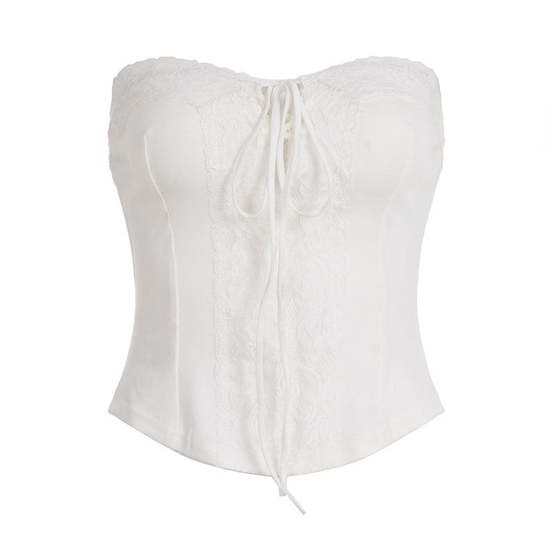 Damen Spitzen-Corsage mit verstellbarem Schnür-Design EB