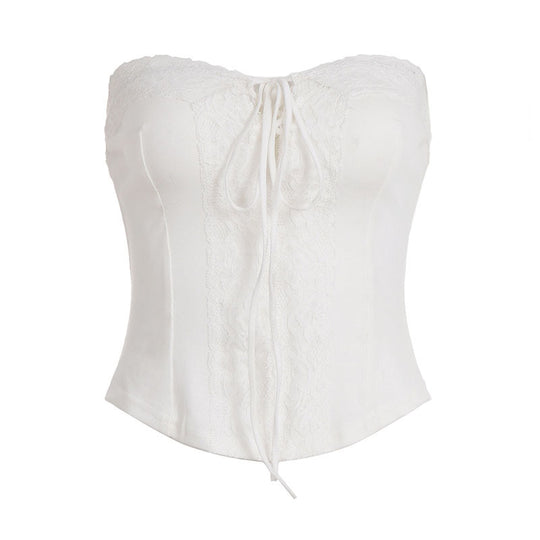 Damen Spitzen-Corsage mit verstellbarem Schnür-Design EB