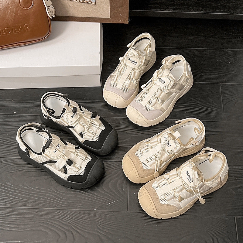 Damen Sportliche Sandalen mit atmungsaktiver Oberfläche und elastischem Schnürsystem EB
