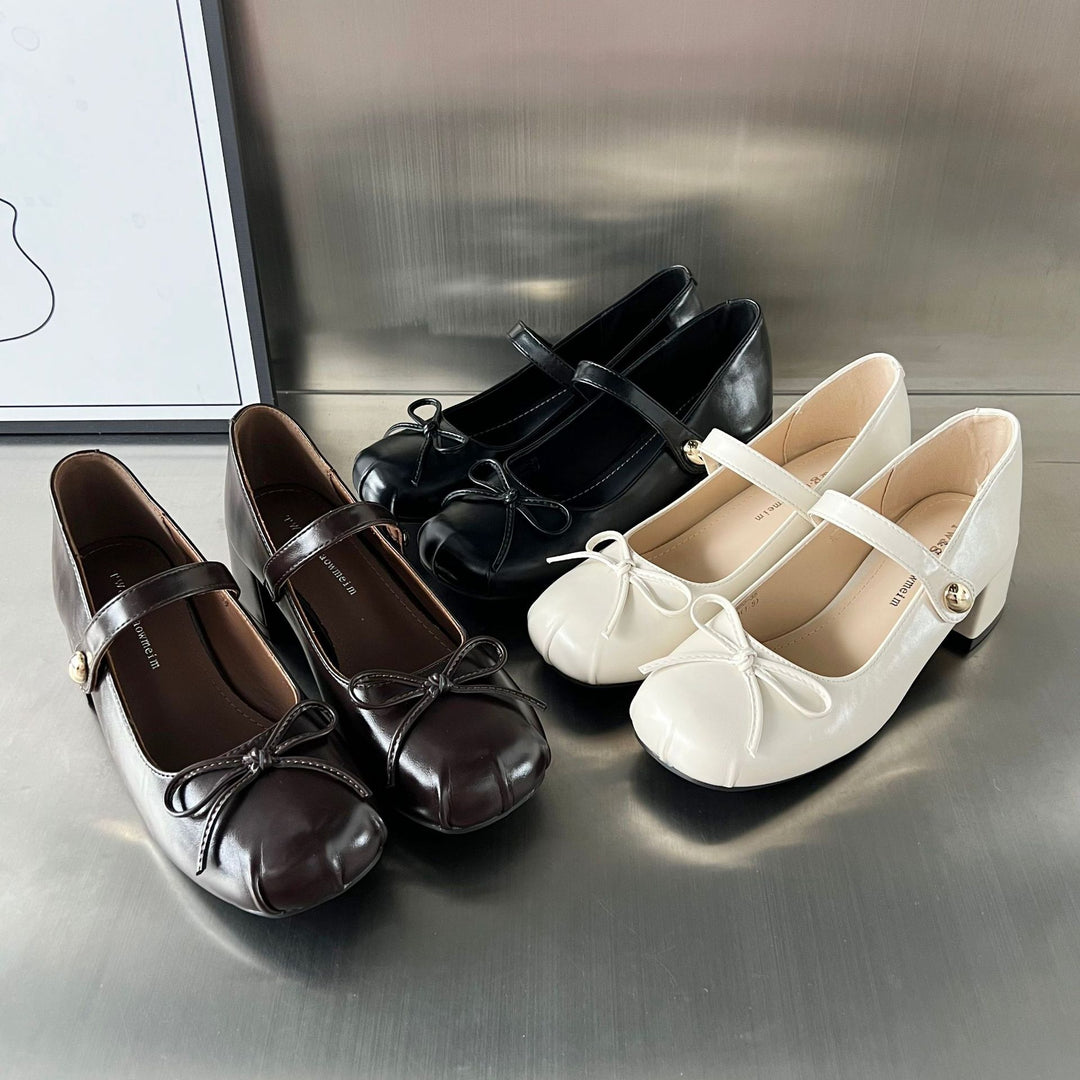 Damen elegante Ballerinas mit modischem Riemen und dekorativer Schleifenverzierung EB