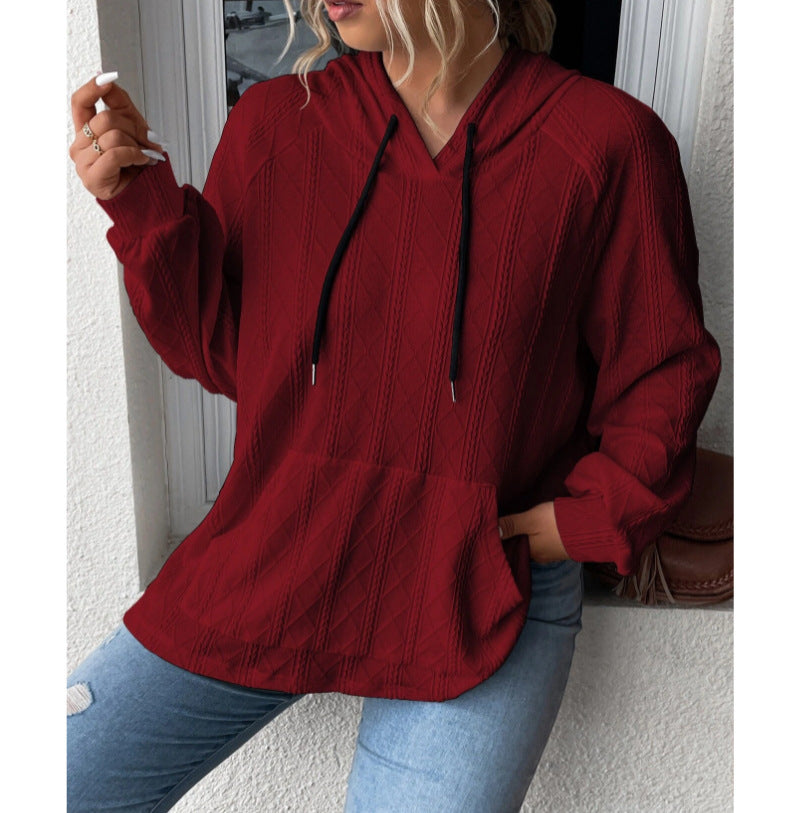 Damen Kapuzenpullover mit strukturiertem Muster und praktischer Kängurutasche EB