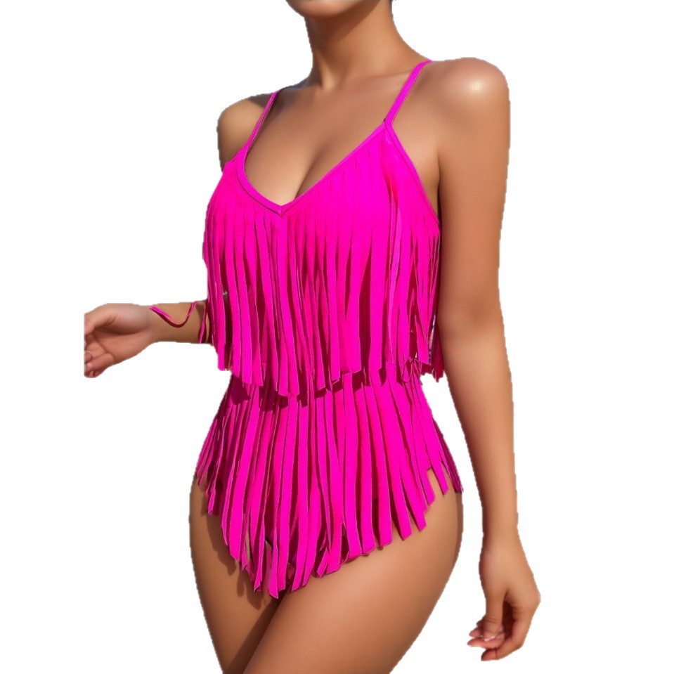 Damen Badeanzug mit fransigem Design EB