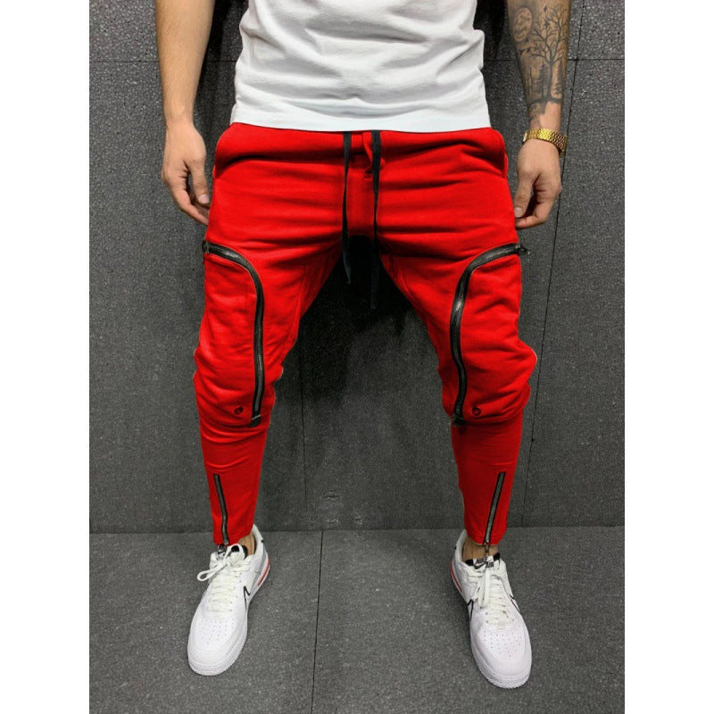 Herren Sportliche Jogginghose mit stylischen Reißverschlüssen und körpernahem Schnitt EB