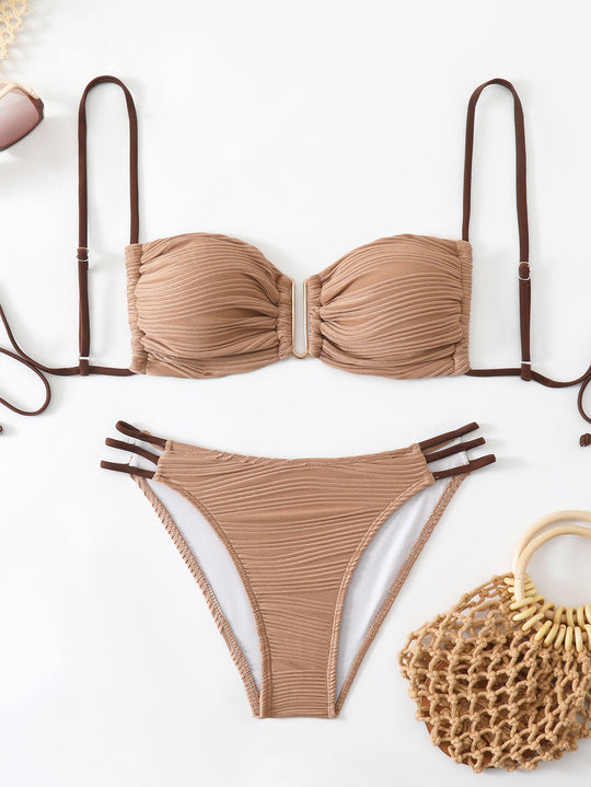 Damen Balkon-Bikini mit raffiniertem Rüschendesign und eleganten Trägern EB