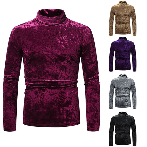 Herren eleganter Stehkragenpullover aus luxuriösem Samt EB