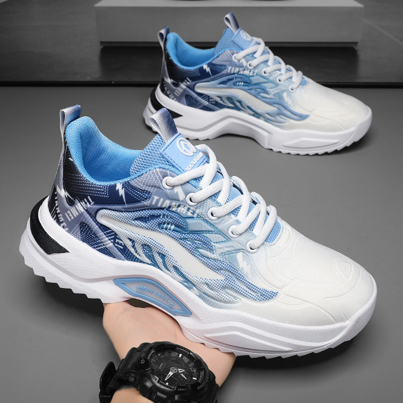 Unisex leichte Fashion-Plateau-Sneaker mit atmungsaktivem Mesh, dynamischem Wellenprint und gepolstertem Einstieg EB